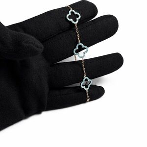 Swarovski Blue Clover Link Bracelet with Gold Chain